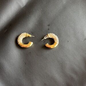 Source Unknown Gold Pavé Half-Hoop Earrings